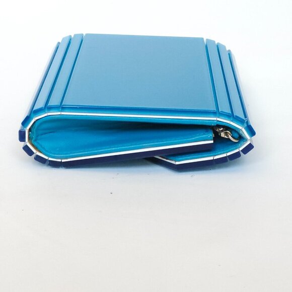 STUNNING JIMMY CHOO CANDY CLUTCH In Bright Blue Hard Body Acrylic Purse - Picture 13 of 14